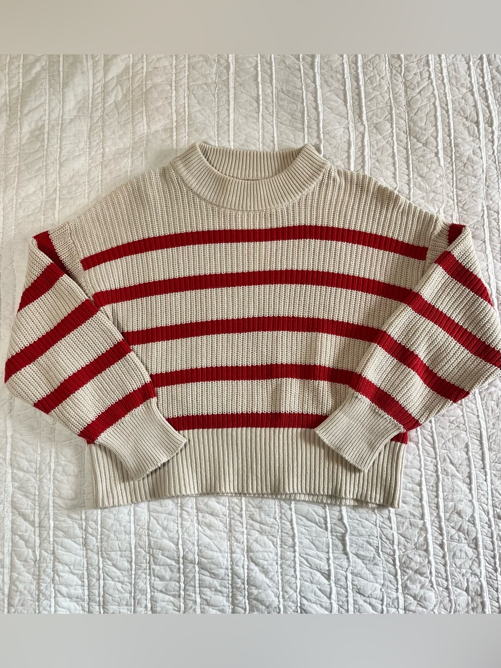 Part Two "Reta" Striped Mock-Neck Organic Cotton Sweater - Size Small